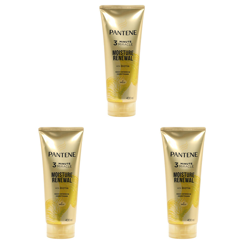 3PK Pantene 400ml Conditioner 3 Minute Miracle Moisture Renewal w/ Biotin