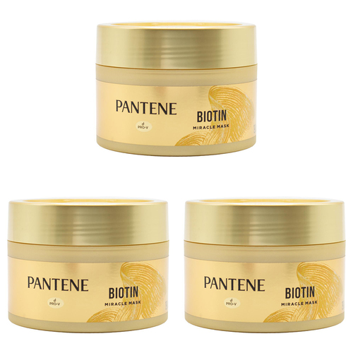 3PK Pantene 190ml Biotin Miracle Mask Hair Repair & Restoration