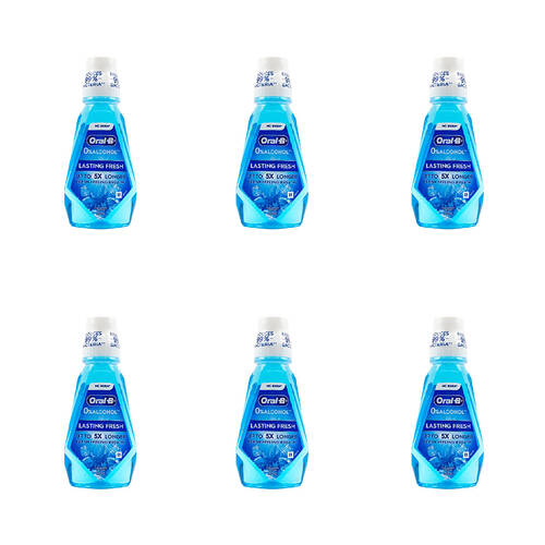 6PK Oral B 500ml Mouthwash Up To x5 Longer Fresh Feeling Breath - Clean Mint