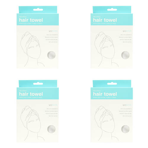 4PK Annabel Trends Spa Trends Microfibre Hair Drying Towel - White