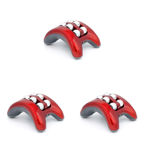 3PK Spatastic 15cm Mini Vibrating Foot Massager Shiatsu Roller Red