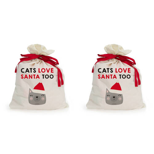 2PK Annabel Trends Canvas Sack 39x43cm - Cats Love Santa