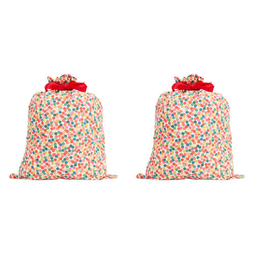 2PK Annabel Trends Santa Sack Gift Bag 73x55cm - Confetti