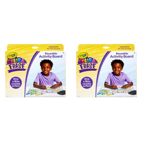 2PK Crayola Colour & Erase 30x45cm Reusable Activity Board 3y+