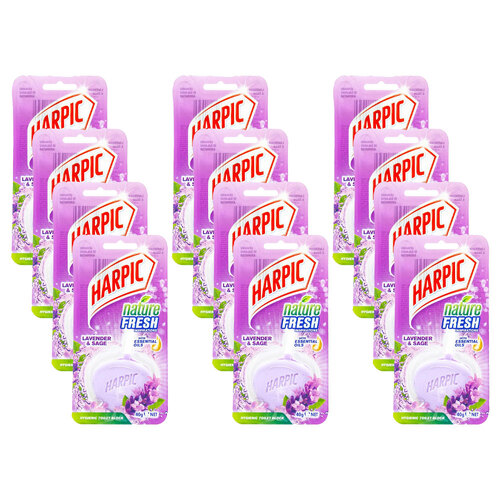 12PK Harpic Nature Fresh Toilet Block Bathroom Bowl Cleaner 40g - Lavender/Sage