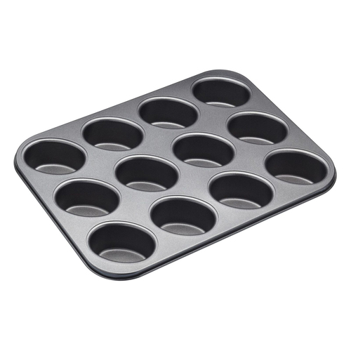 Mastercraft 35.5x26.5cm Heavy Base 12-Cup Non-Stick Friand Pan - Black