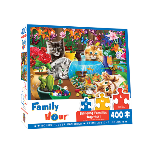 400pc Masterpieces Family Hour Marvelous Kittens Ez Grip Puzzle 61x46cm