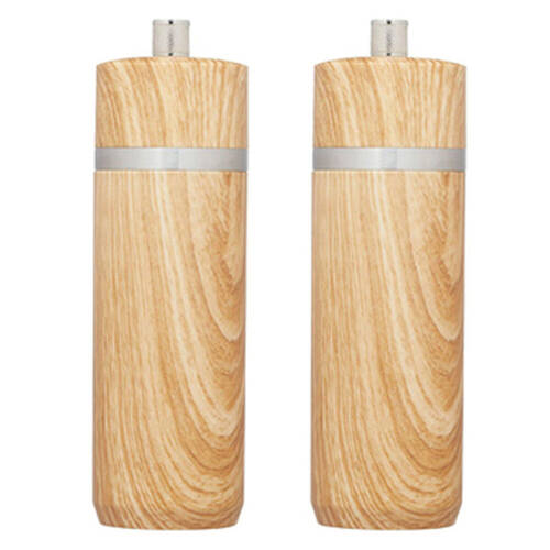 2PK Mastercraft 17cm Beech Salt & Pepper Mill Spice Grinder - Natural