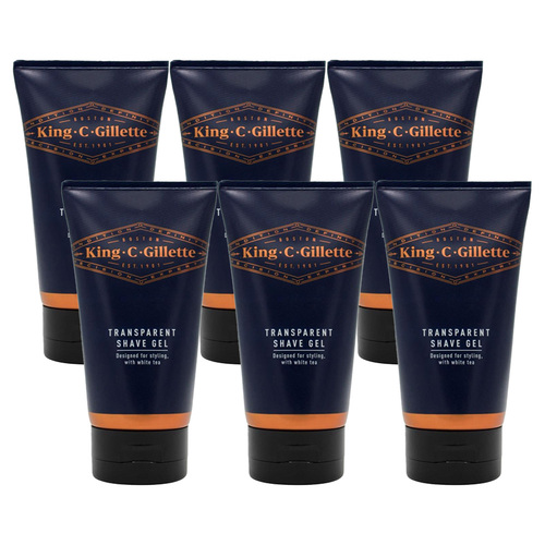 6PK King. C. Gillette Mens Transparent Shave Gel 150ml