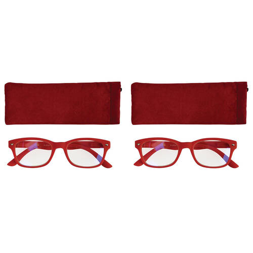 2PK Annabel Trends iSee Reader Optical Eyewear Blue Light +1 - Red