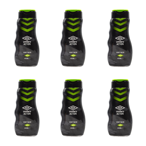 6PK Umbro 400ml Body Wash Liquid Shower Gel Citrus Scent For Men Action