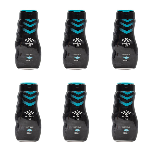 6PK Umbro 400ml Body Wash Liquid Shower Gel For Men Ice