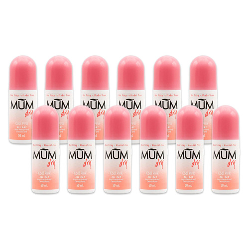 12PK Mum 50ml Roll On Anti-Perspirant Deodorant - Cool Pink