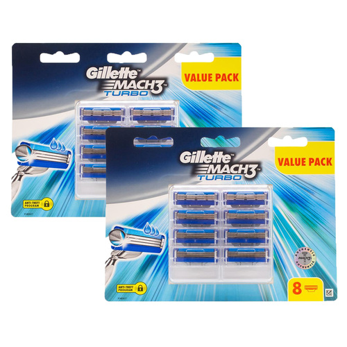 16pc Gillette Mach3 Turbo 3D Razor Blade Refill Cartridges