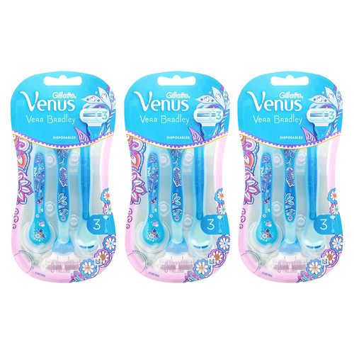 9pc Gillette Venus Vera Bradley Design Disposable Razors