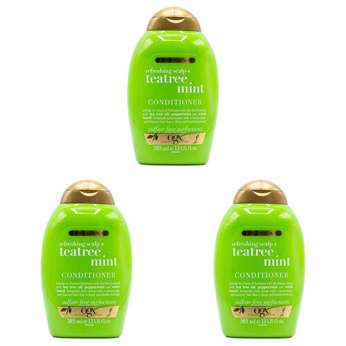 3PK Ogx Refreshing Scalp w/ Teatree Mint 385ml Conditioner