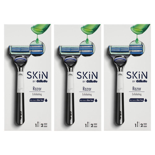 9pc Skin By Gillette Exfoliating Razor + 2 Blade Refills