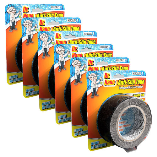 6PK Hercules Dr. Nano Anti Slip Tape Black 50mm x 5m