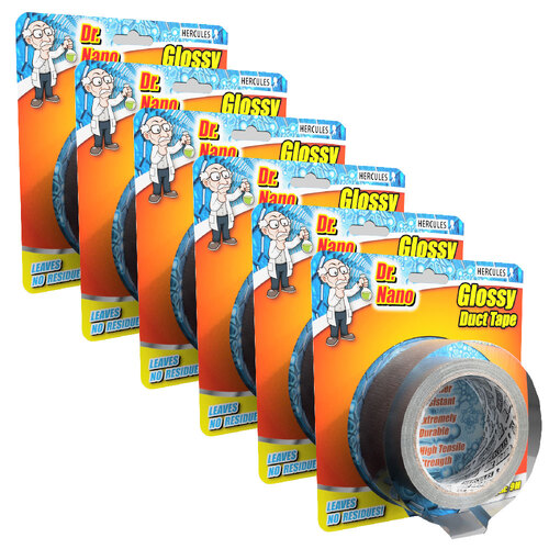 6PK Hercules Dr. Nano Glossy Duct Tape Grey 50mm x 9m