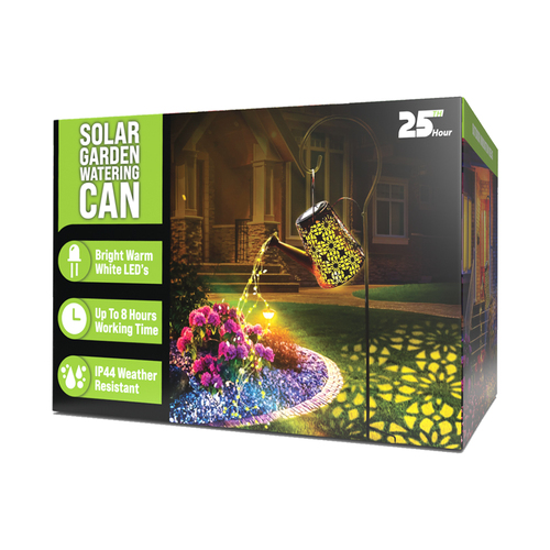 25th Hour Solar Warm White LED Garden Watering Can Ornament