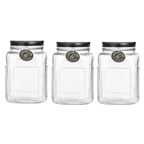 3PK Lemon & Lime Ascot Glass Jar 1.5L