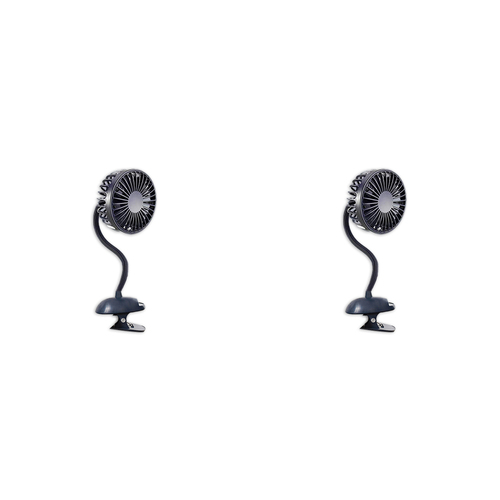 2PK Koolmaxx Portable Rechargable Flexi Clip Fan Black