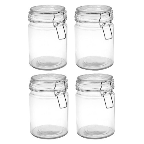 4PK Lemon & Lime Fresco Glass Clip Jar 700Ml 15.5X10cm