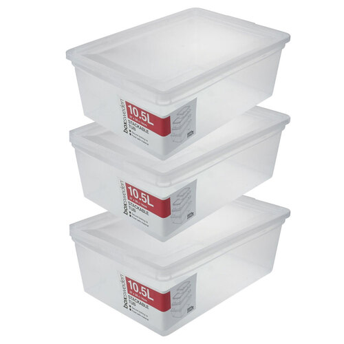 3PK Boxsweden Essentials Stackable Box 10.5L Clear 36X26X13.5cm