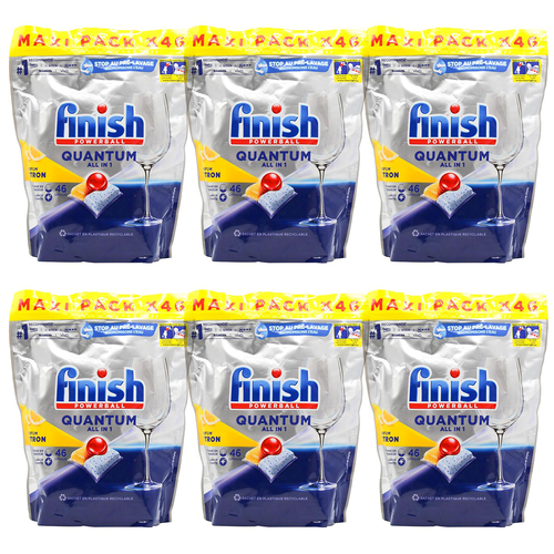 6x 46pc Finish Quantum All-in-1 Dishwashing Tablets Lemon