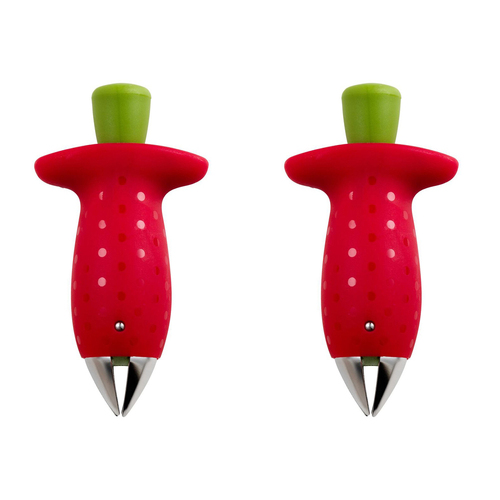 2x Chef'n Vibe 9cm Strawberry Stem Remover Fruit Kitchen Utensil - Red