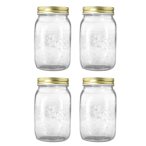 4PK Lemon & Lime Roma Glass Conserve Jar 1L 10X10X17cm