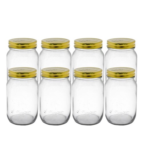 8PK Lemon & Lime Roma 550ml/13cm Glass Conserve Jar w/ Gold Lid - Clear