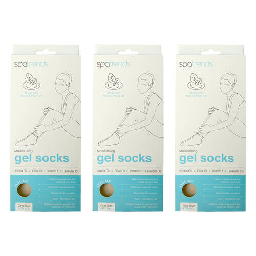 3PK Annabel Trends Spatrends Women's Gel Socks One Size - White