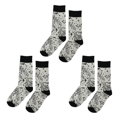 3PK Annabel Trends Zodiac Crew Socks w/ Box Women's Size 5-11 - Scorpio