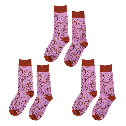 3PK Annabel Trends Zodiac Crew Socks w/Box Women's Size 5-11 - Sagittarius