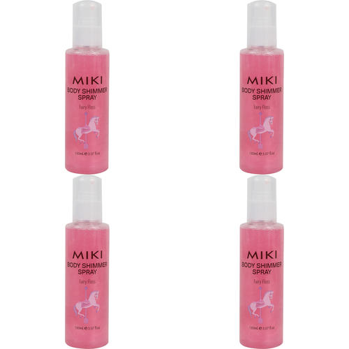 4PK Miki Fragranced Body Shimmer 150ml Bottle Spray Fairy Floss