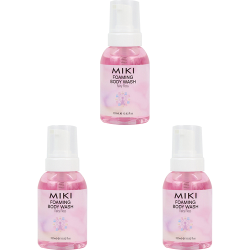 3PK Miki Fragranced Foaming Body Wash 320ml Bottle Airy Floss