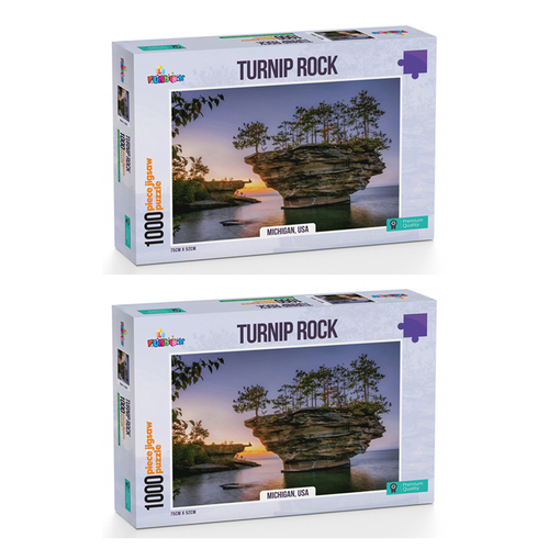 2x 1000pc Funbox Turnip Rock Michigan USA Jigsaw Puzzle 72x52cm