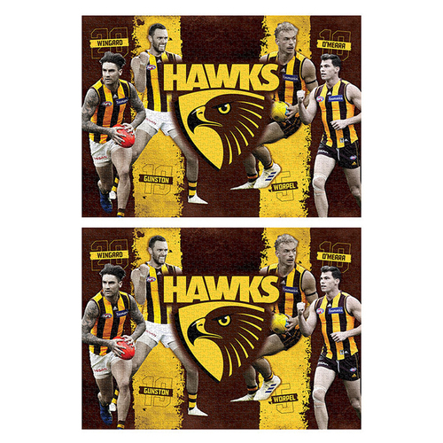 2x 1000pc Licensing Essentials AFL 4-Player Hawthorn Hawks Puzzle 70x50cm