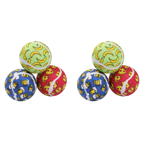 2x 3PK Paws & Claws Tennis Balls 6cm Printed Assorted