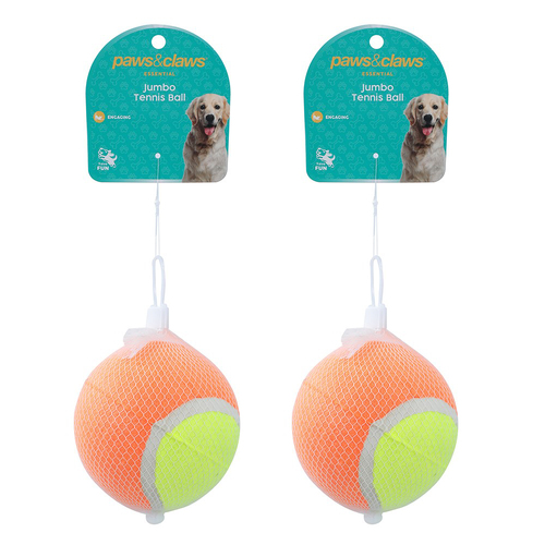 2x Paws And Claws Jumbo Tennis Ball 10cm Assorted