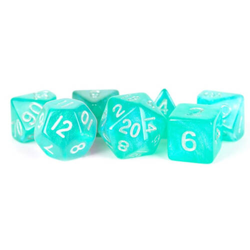 7pc Fanroll by Metallic Acrylic Polyhedral RPG Dice 16mm Set - Stardust Turquoise