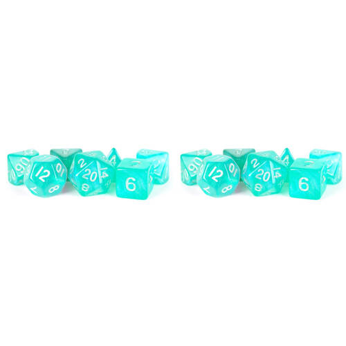 14pc Fanroll by Metallic Acrylic Polyhedral RPG Dice 16mm Set - Stardust Turquoise