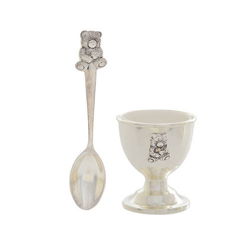 Gibson Gifts Silver Bear Egg Cup & Spoon Set Baby/Toddler Gift Keepsake