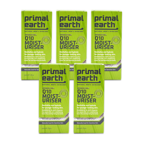 5PK Primal Earth 50ml Moisturiser Natural Mens Hydrating Skincare