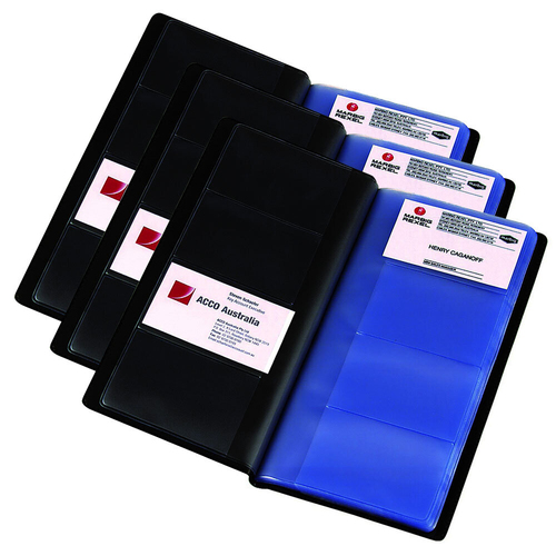 3PK Marbig 96-Slot Business Card 12.5cm Book Holder - Black