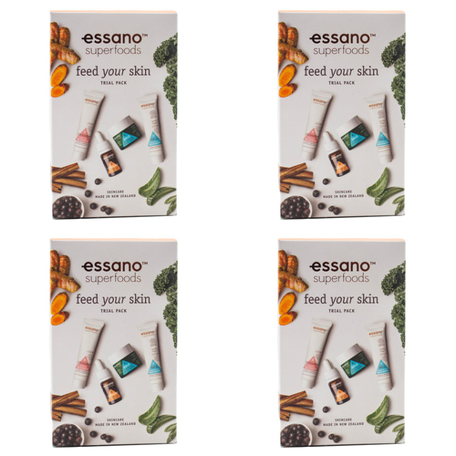 4x 4pc Essano Superfoods Feed Your Skin Women Facial Care Trial Pack