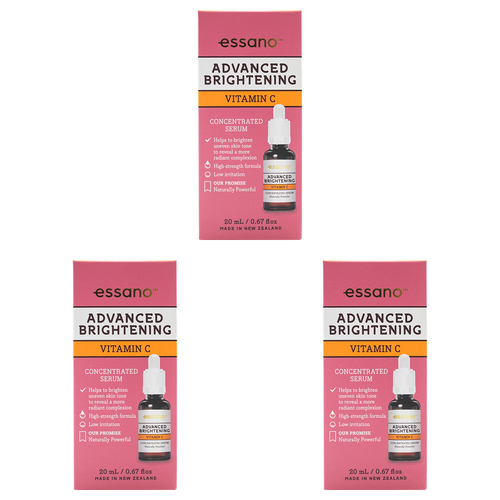 3PK Essano Concentrated Serum Advanced Brightening Intense Hydration 20ml