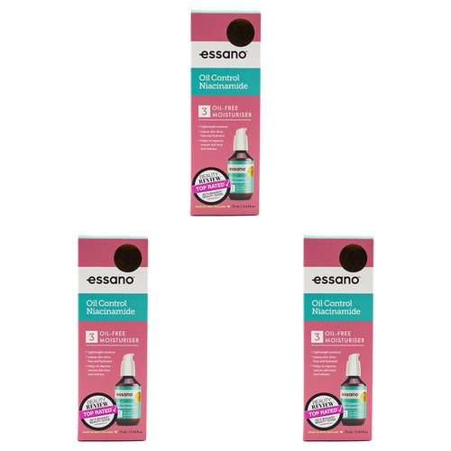 3PK Essano Oil Control Niacinamide Oil Free Moisturiser 75ml