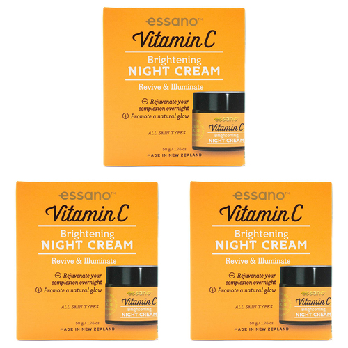 3PK Essano Brightening Night Cream Revive & Illuminate Vitamin C 50g